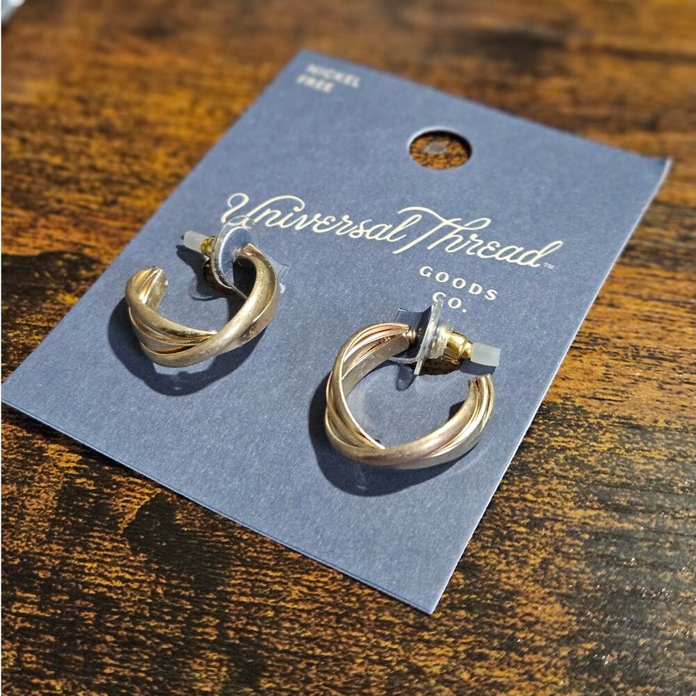 Universal Thread Nickel Free Twisted Huggie Hoop Earrings NWT